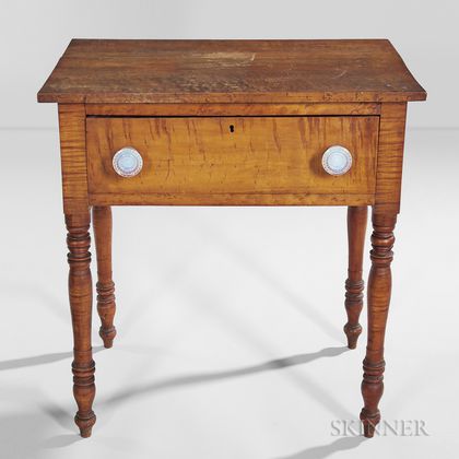 Tiger Maple and Bird's-eye Maple One-drawer Stand