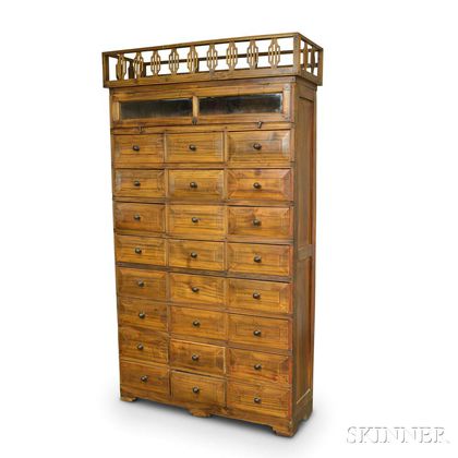 Glazed Wood Storage Cabinet