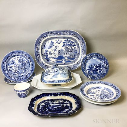 Ten Pieces of Mostly Transfer-decorated Tableware. Estimate $200-300
