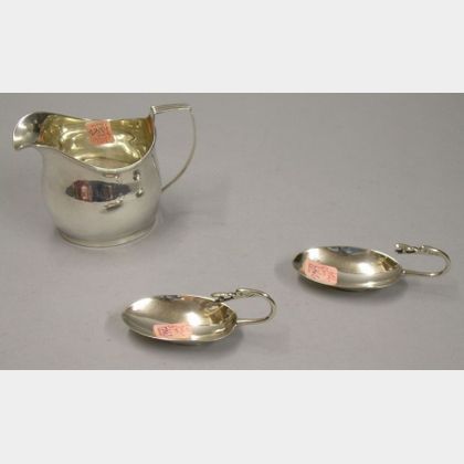 Sterling Silver Creamer and a Pair of Scottish Salts. 