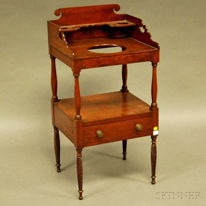 Federal Cherry Chamberstand with Spiral-turned Legs. Estimate $300-500