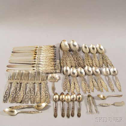 Whiting "Lily of the Valley" Partial Sterling Silver Flatware Service for Twelve