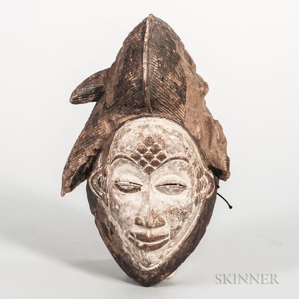 Punu-style Carved Wood Face Mask