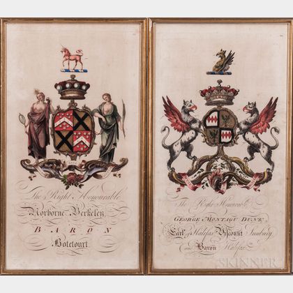 Coats of Arms, Britain, 18th Century, Two Examples.