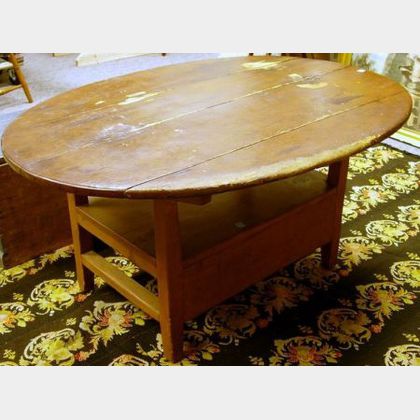 Country Oval-top Pine Chair Table. 