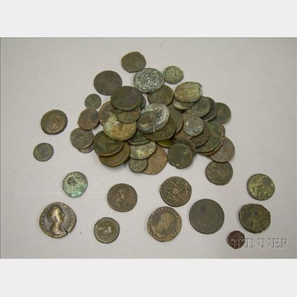 Approximately Fifty-nine Ancient Metal Coins. 
