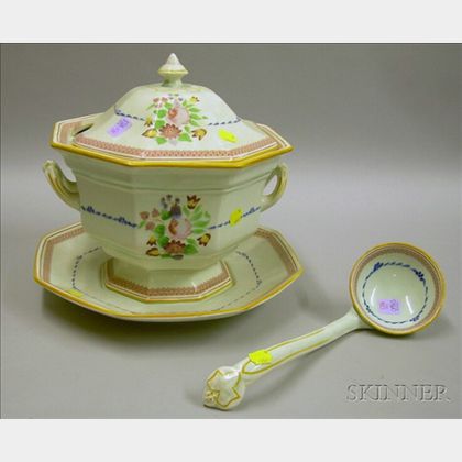 Adams Calyx Ware Covered Soup Tureen with Undertray and Ladle