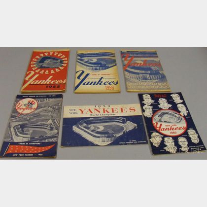 Fifteen 1955-1960 American League New York Yankees Programs/Scorecards