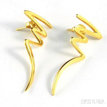 Pair of 18kt Gold Paloma Picasso for Tiffany & Co. Squiggle Earrings