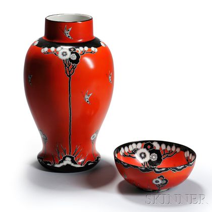 Carlton Ware Porcelain Bowl and Baluster Vase