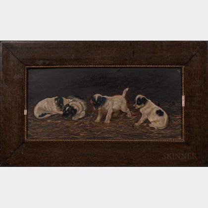 American School, Late 19th Century Four Jack Russell Terrier Puppies