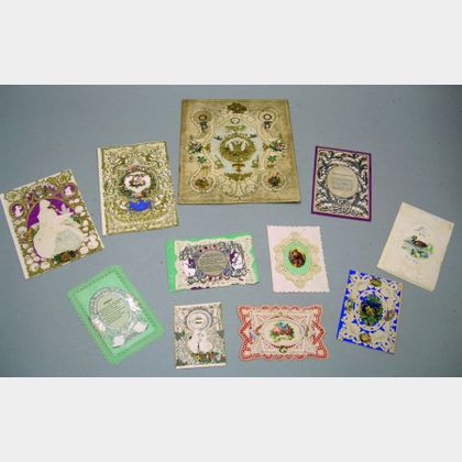 Group of Mid-19th Century Embossed and Paper Lace Valentines