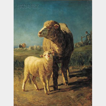 Constant Troyon (French, 1810-1865) Brebis et son agneau