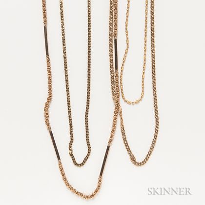 Four 14kt Gold Chains