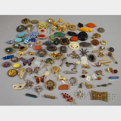 Large Group of Mostly Costume Brooches and Pins