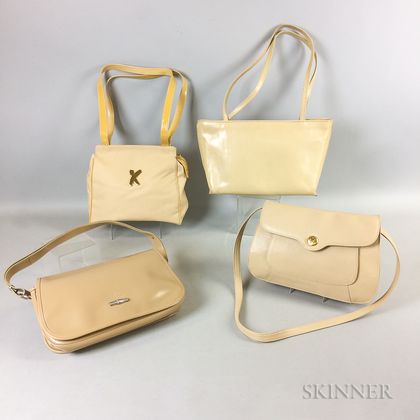 Four Beige Leather Handbags