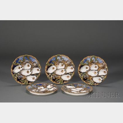Set of Five Limoges Porcelain Oyster Plates