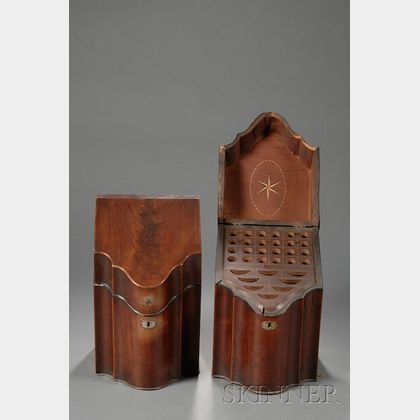 Pair of Mahogany Veneer Inlaid Knife Boxes