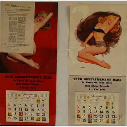 Two 1954 Marilyn Monroe Pin-up Calendar Salesman Samples