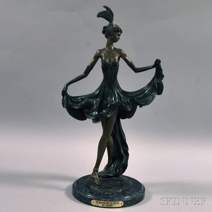 Louis Icart Inspired Bronze Sculpture Sophistication, 