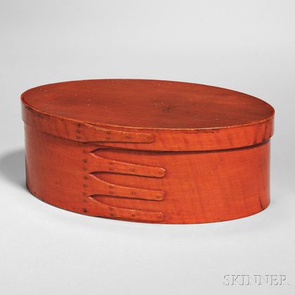 Shaker Bittersweet-stained Covered Oval Maple and Pine Box