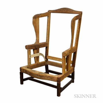 Chippendale Mahogany Wing Chair Frame