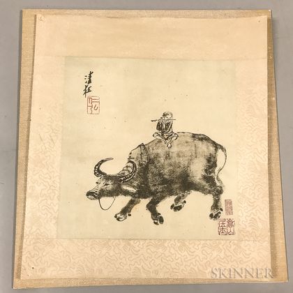 Chinese Reproduction Print of a Boy and an Ox