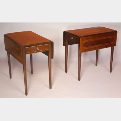 Pair of George III Style Inlaid Mahogany Pembroke Tables
