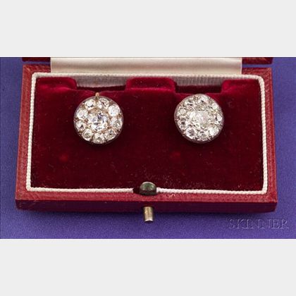 Pair of Diamond Cluster Earrings