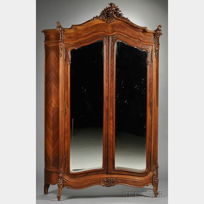 Louis XV-style Tulipwood and Walnut Armoire