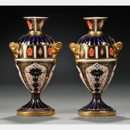 Pair of Royal Crown Derby Porcelain Vases