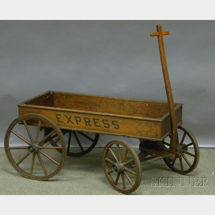 Childs Painted Wood and Iron Express Wagon. 