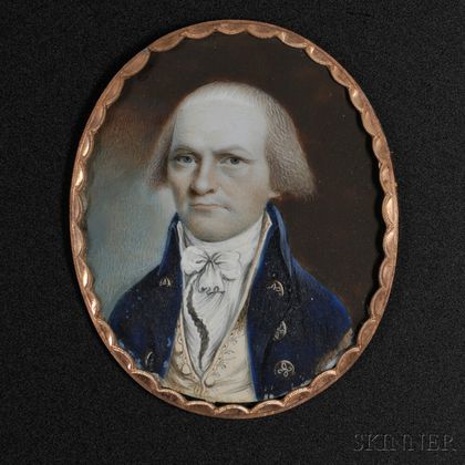Attributed to John Ramage (New York, 1748-1802) Portrait Miniature of Frederick Jay, c. 1795.
