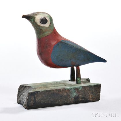 Carved and Painted Folk Art Bird