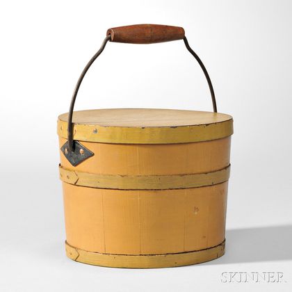 Shaker Yellow-painted Covered Pail