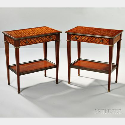 Pair of Louis XVI-style Parquetry Tables