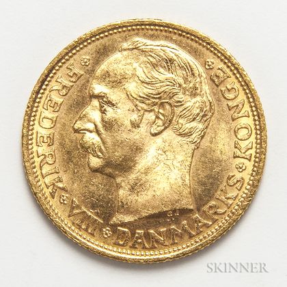 1910 Danish 20 Kroner Gold Coin. Estimate $200-300