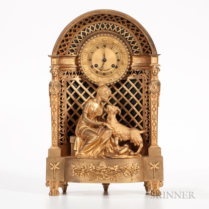 Gilt-bronze Figural Mantel Clock