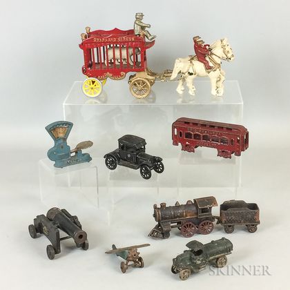 Eight Painted Cast Iron Toys
