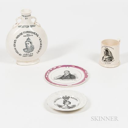 Four British Commemorative Transfer-decorated Ceramic Items