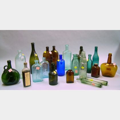 Twenty Assorted Colored Glass Bottles