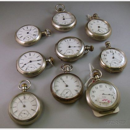 Nine Waltham Open Face Pocket Watches