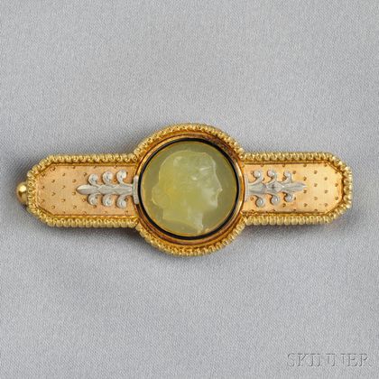 Antique 18kt Gold and Glass Cameo Brooch