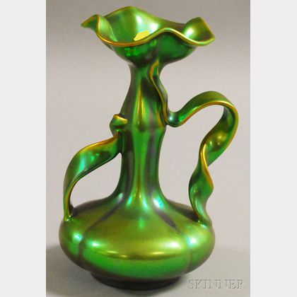 Zsolnay Iridescent Green Glazed Ceramic Vase