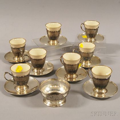 Set of Eight Demitasse Cups and Saucers