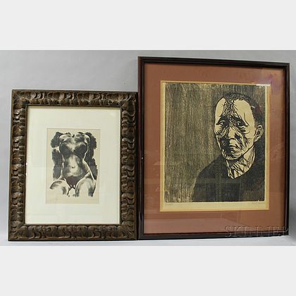 Two Framed Prints: Leonard Baskin (American, 1922-2000),Bertolt Brecht