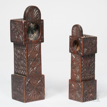 Two Chip-carved Oak Watch Hutches