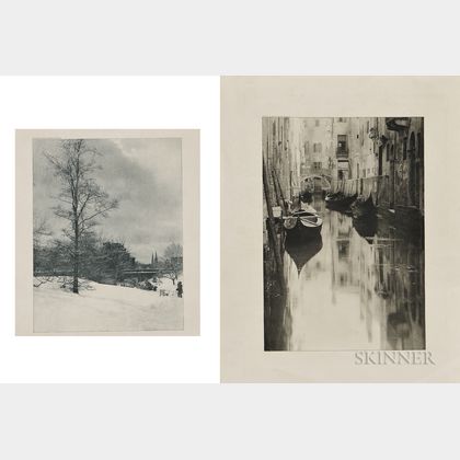 Alfred Stieglitz (American, 1864-1946) Four Photogravures: A Winter Sky, Central Park