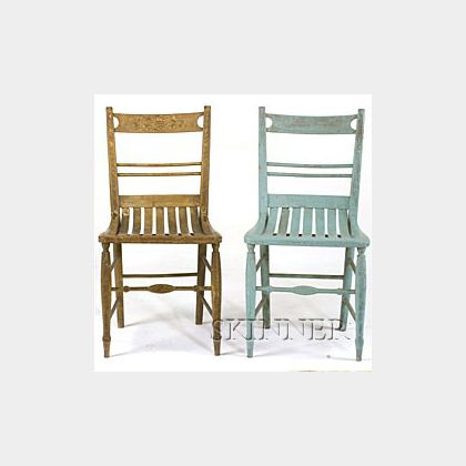 Two Painted and Decorated Bentwood Chairs, 