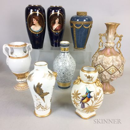 Eight English and Continental Ceramic Vases